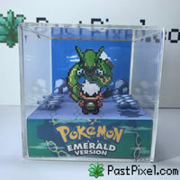 Pokemon Art Emerald - Sky Tower - Rayquaza pastpixel Diorama Cube