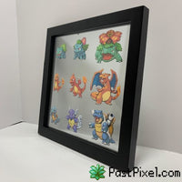 Pokemon Art Starting Pokemon Evolution Glass Frame pastpixel Picture Frame